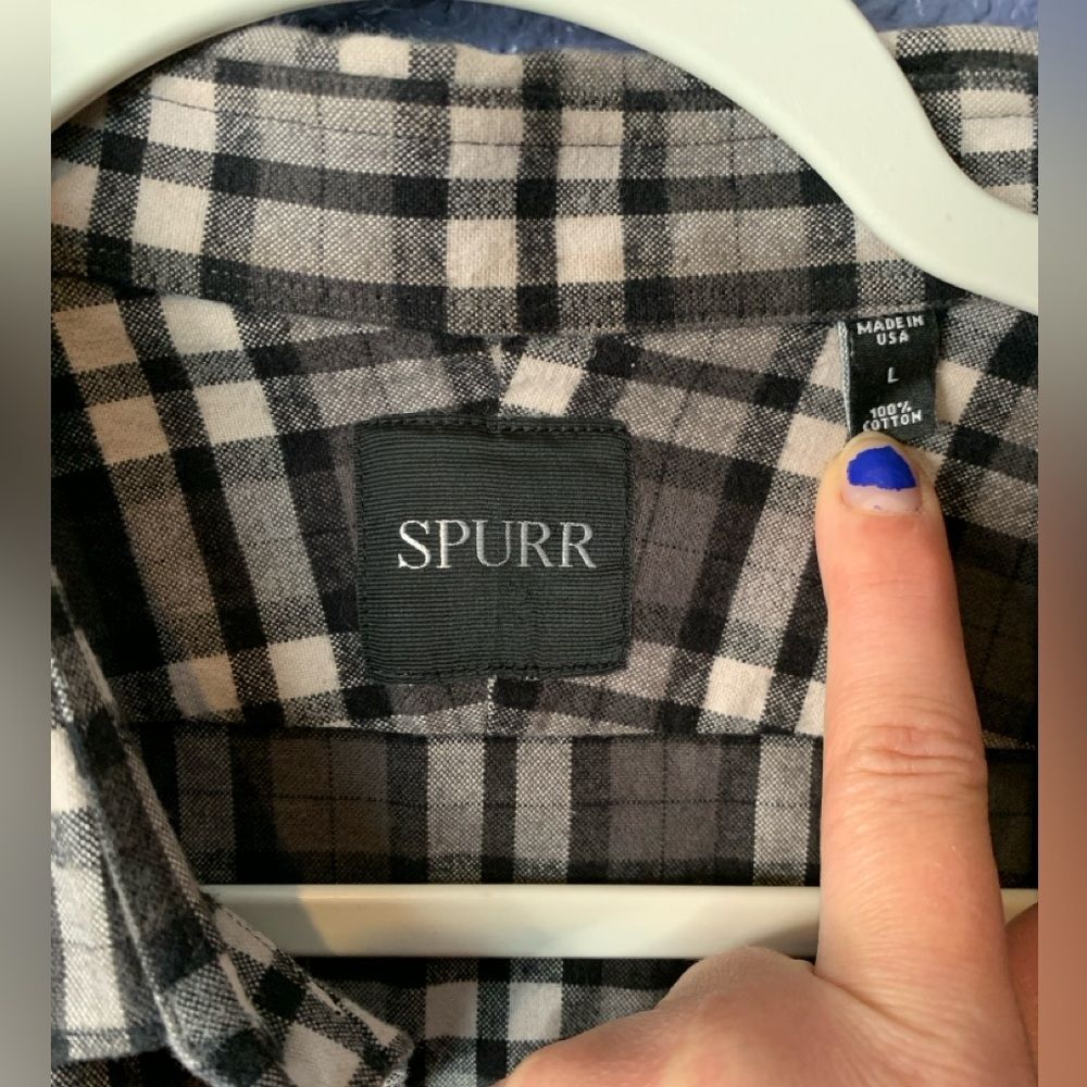 Simon Spurr Gray and Black Button Down Mens Casual Shirt | Large - Picture 2 of 3